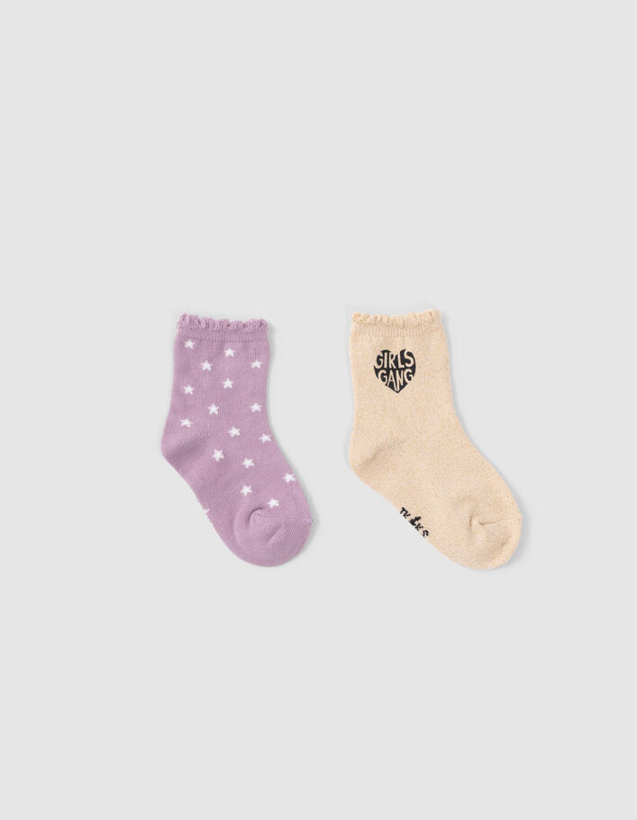 Chaussettes dorées et parmes bébé fille