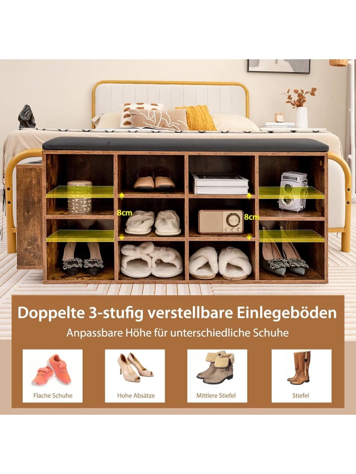 COSTWAY Schuhbank mit verstellbaren Ablagen in Braun günstig kaufen onesize