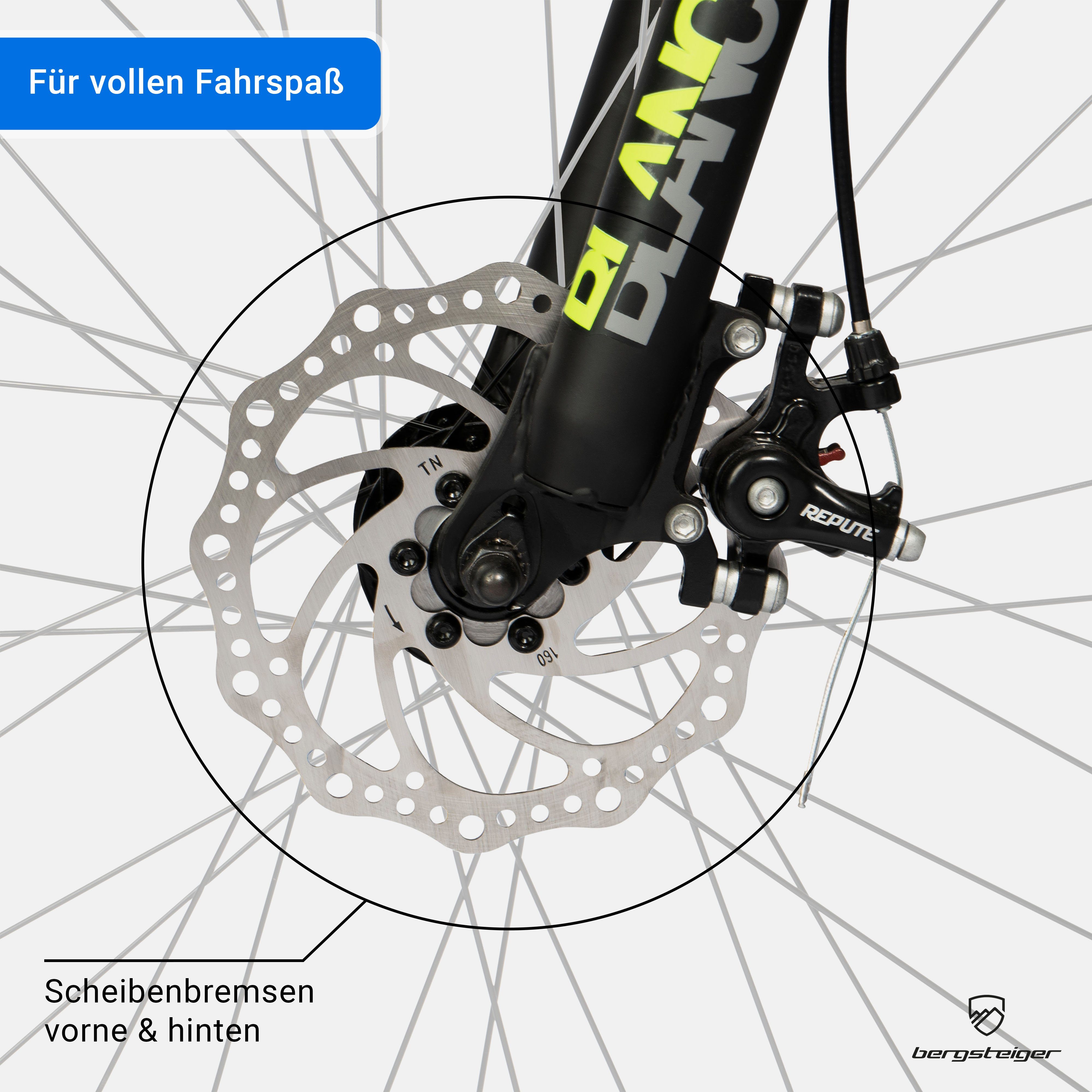bergsteiger Kinderfahrrad Bergsteiger Broome 24, 26 Zoll, 21 Gang Shimano Shimano Tourney Schaltung Schaltwerk, Kettenschaltung