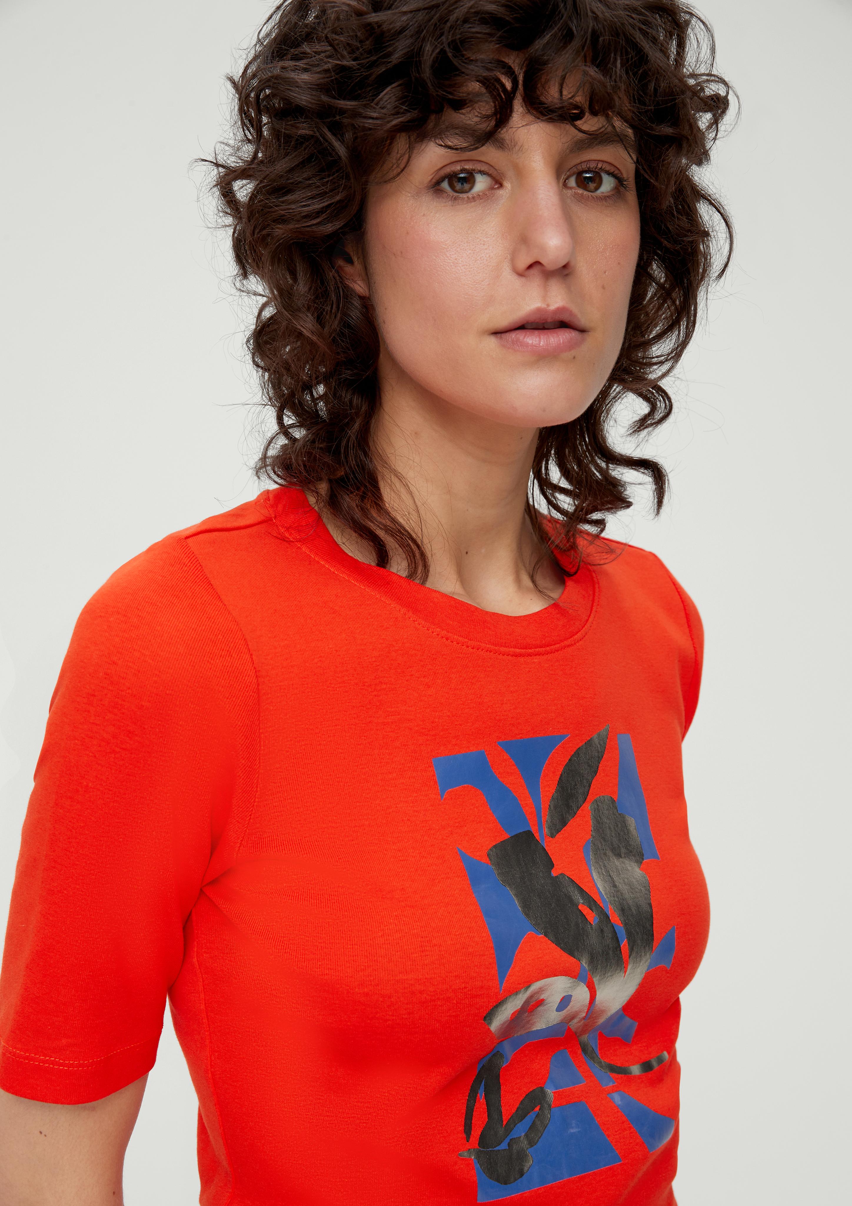 Baumwollshirt mit glänzendem Frontprint  2133065-25D1