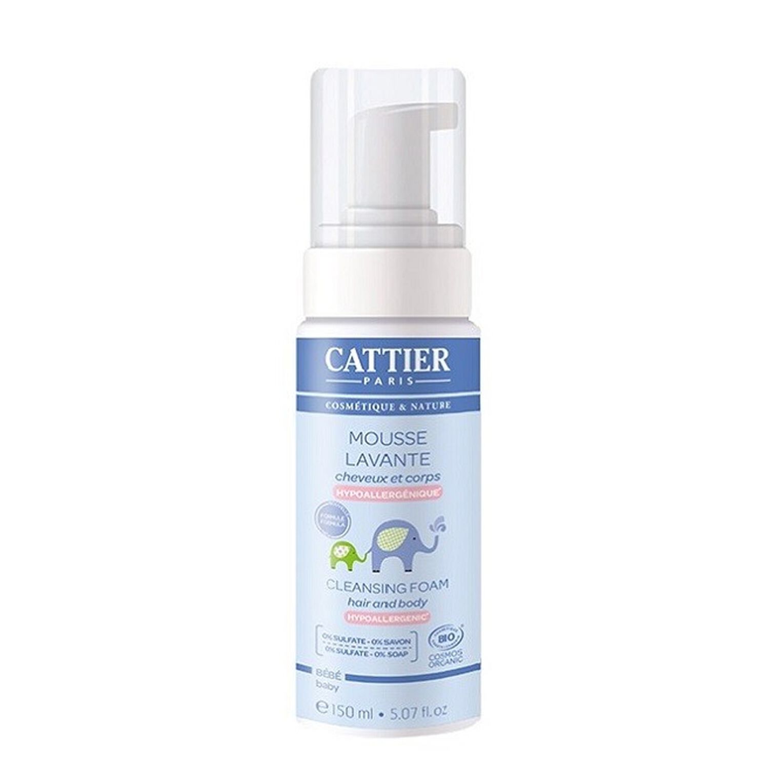 Cattier Mousse Lavante Bébé Corps et Cheveux 150 ml