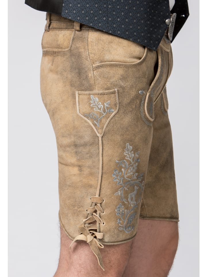 Stockerpoint Stockerpoint Trachtenlederhose Girgl in senf gespeckt-grau günstig kaufen