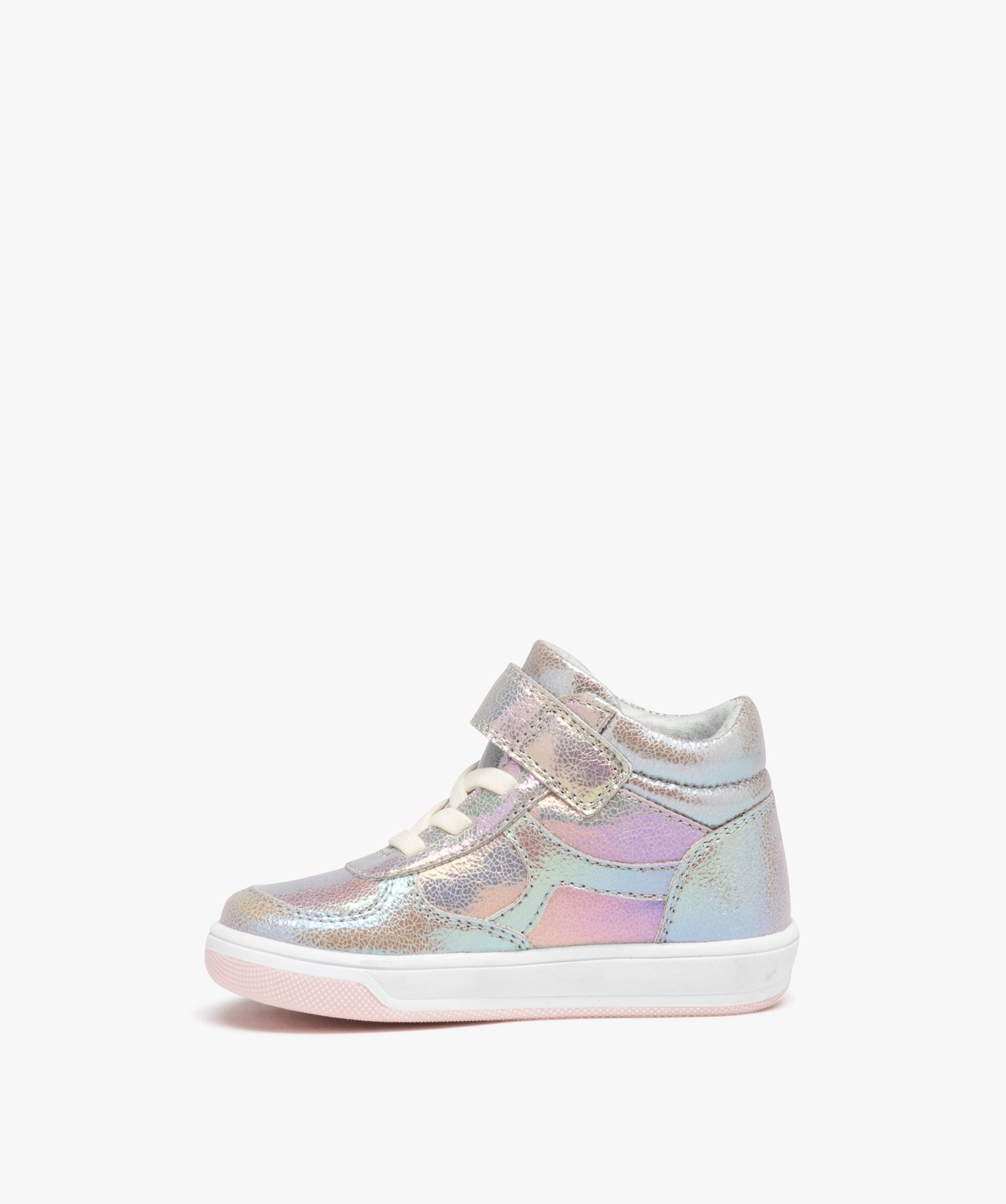 Baskets bébé fille mid-cut irisées avec scratch multicolore | GEMO
