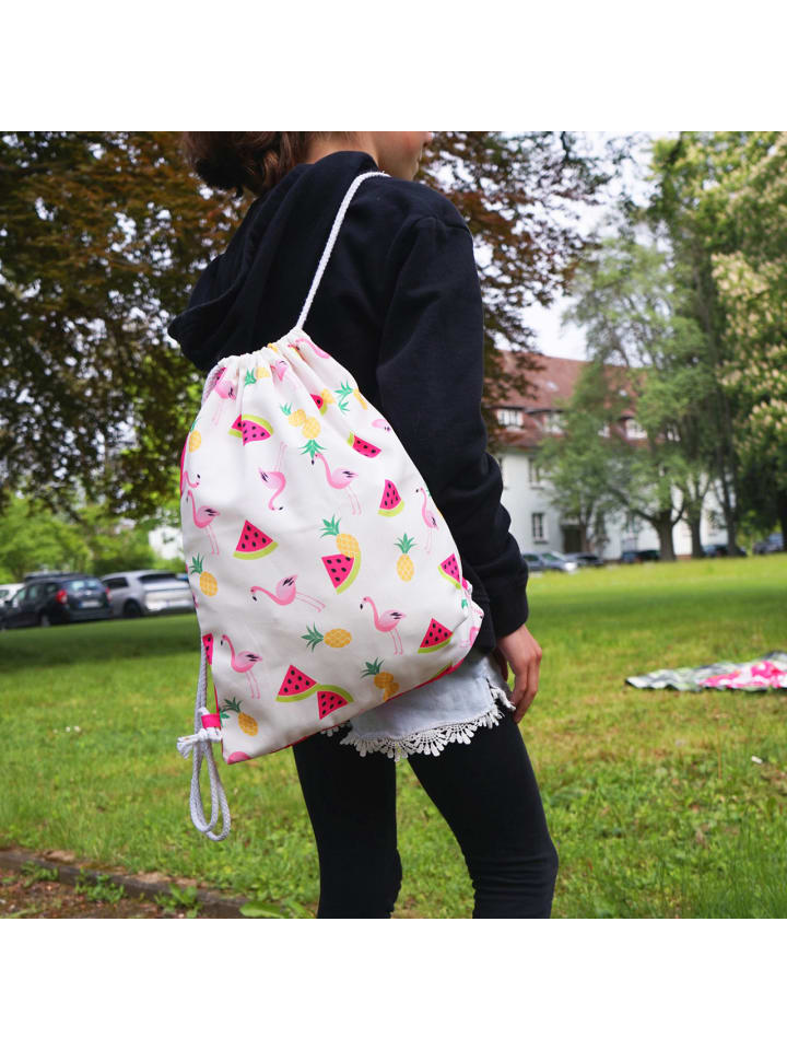 Geda Labels Turnbeutel Flamingo Früchte in Rosa - 42x33x1cm günstig kaufen onesize