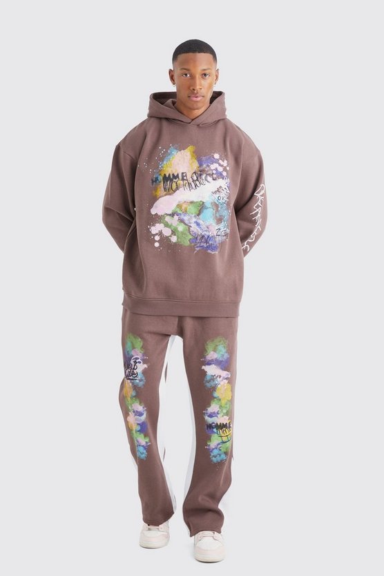Oversize Trainingsanzug mit Graffiti-Print