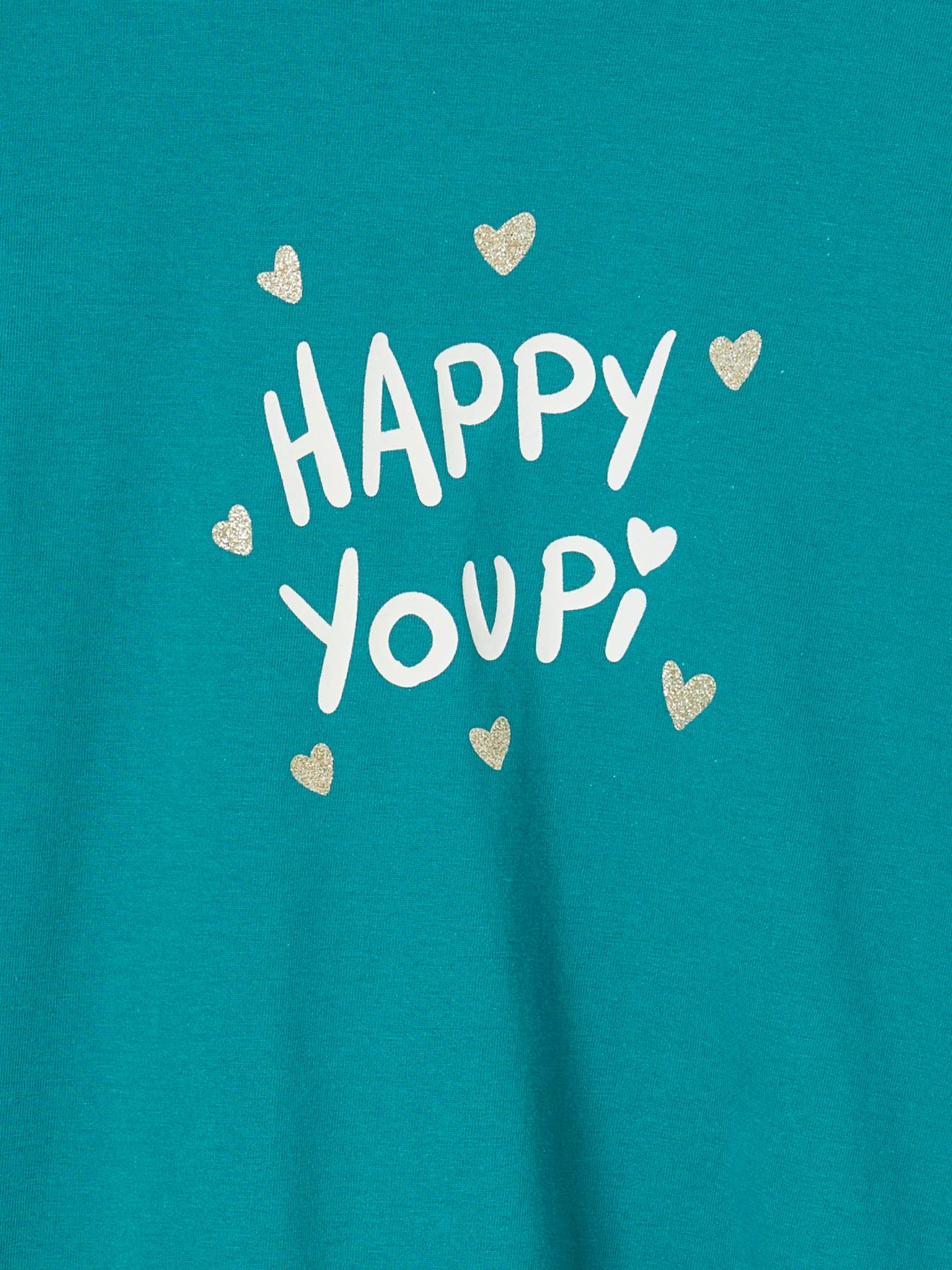 Vertbaudet Mädchen T-Shirt, Message-Print BASIC Oeko-Tex - wollweiß