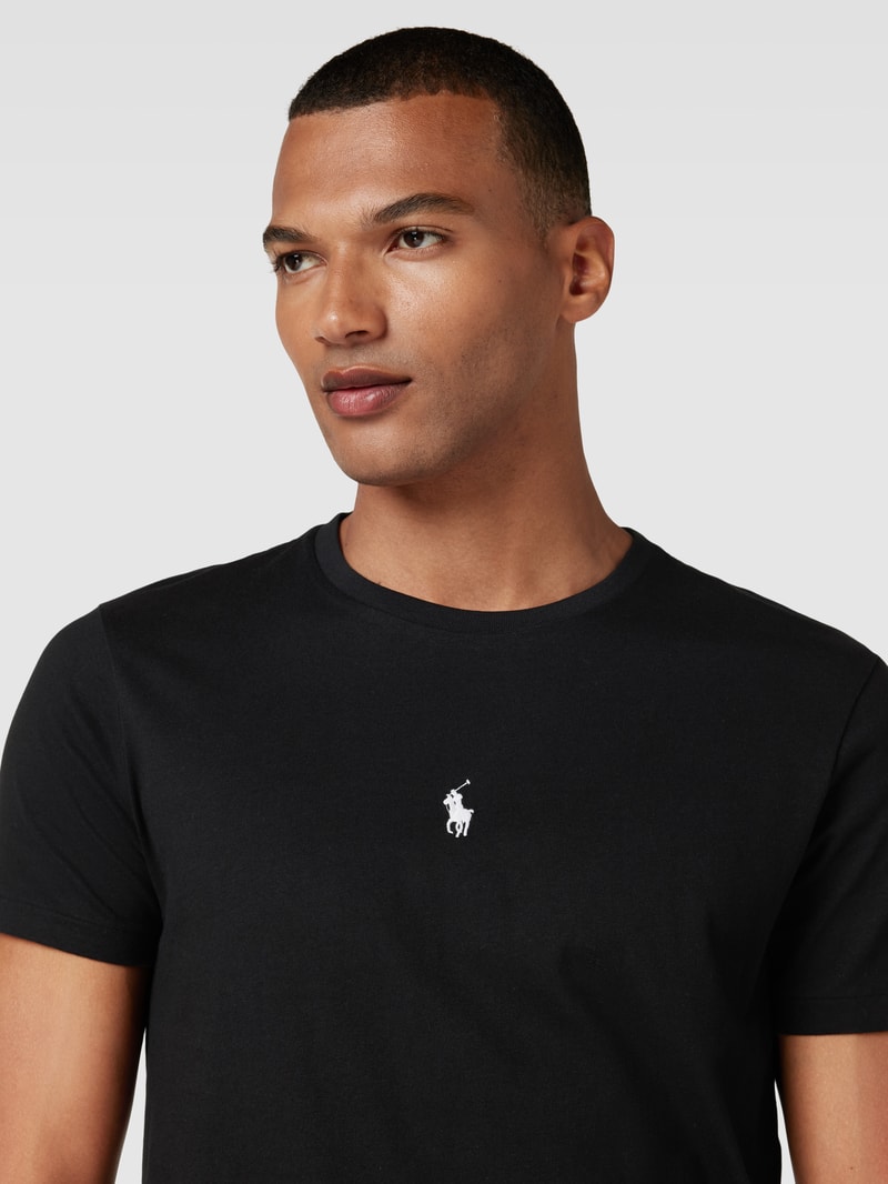 T-Shirt mit Logo-Stitching in schwarz