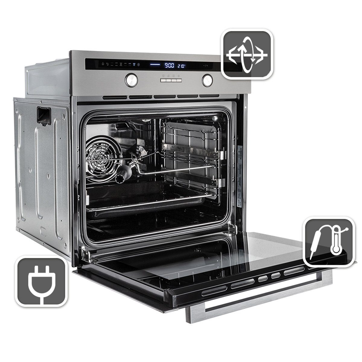 KKT KOLBE Backofen-Set KKT KOLBE Backofen und Kochfeld SET8013_77RL, mit 2-fach Teleskopauszug, 60cm Einbau-Backofen EB8013ED + 77cm Glaskeramik-Kochfeld KF7705RL