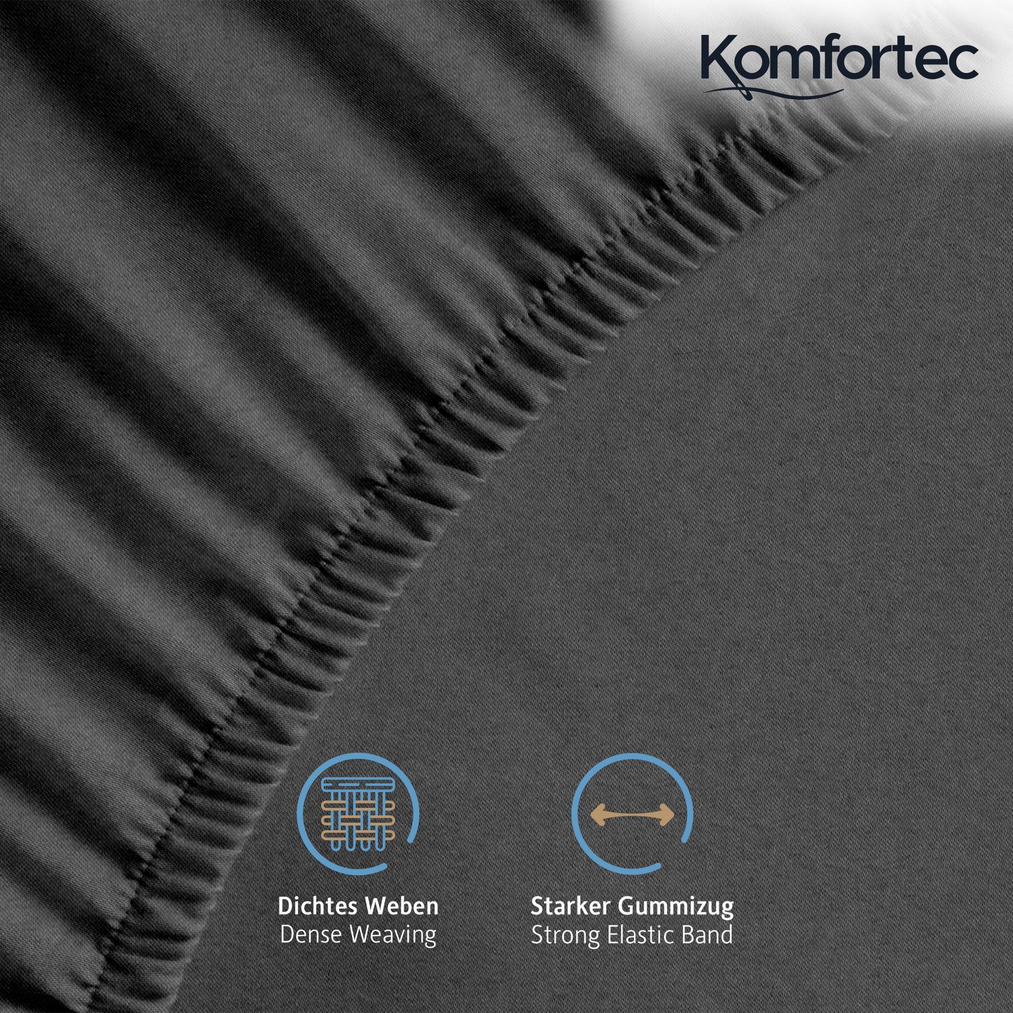 Spannbettlaken Jersey Spannbettuch, 90x200, 140x200, 160x200, 180x200 oder 200x200 cm, Komfortec, 100% Baumwolle (135 g/m), Gummizug: Rundum, (1 Stück), OEKO-TEX® Standard 100 Zertifisiert, für Matratzen bis 25 cm Höhe