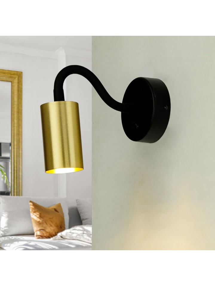 Licht-Erlebnisse Wandlampe in Schwarz Messing günstig kaufen onesize