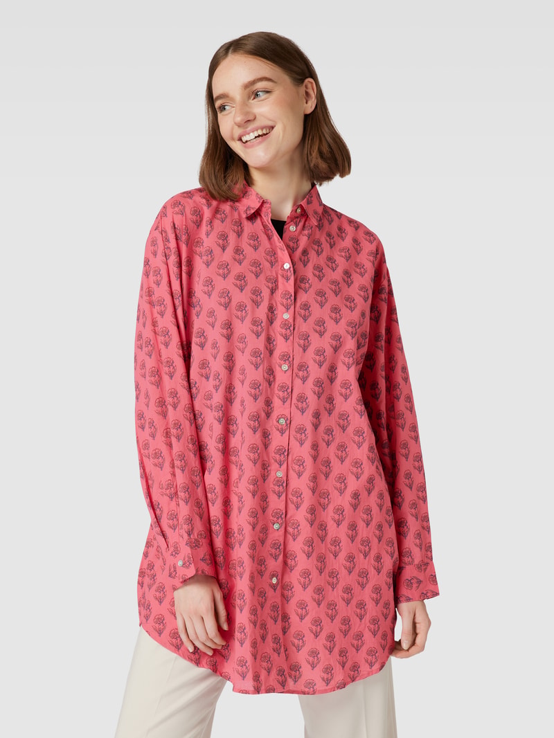 Longbluse mit Allover-Muster in fuchsia