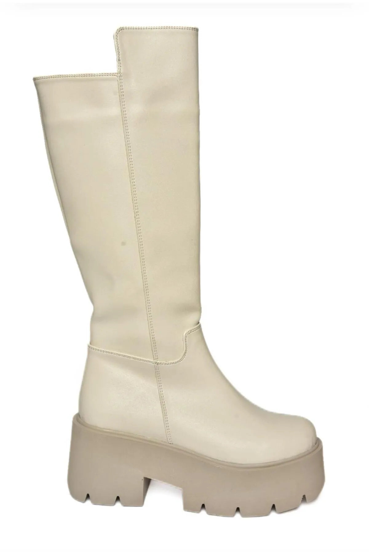 Fox Shoes  R610132009 Beige Damenstiefel mit dicken Sohlen