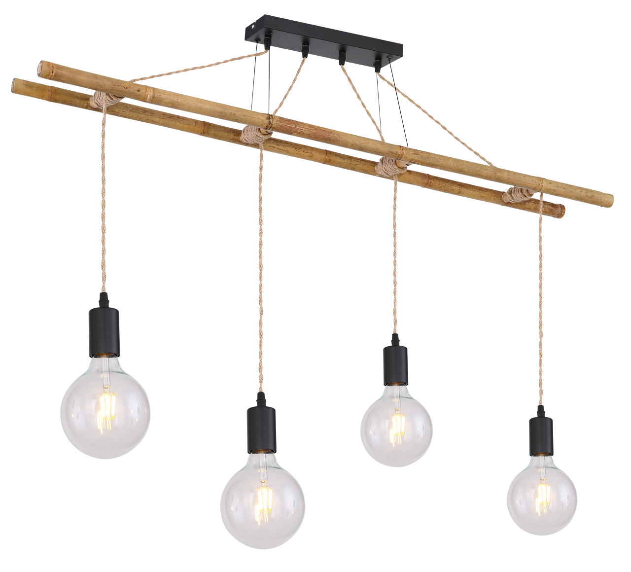 Globo Lighting - LIONI - Hängeleuchte Bambus naturfarben, 4x E27