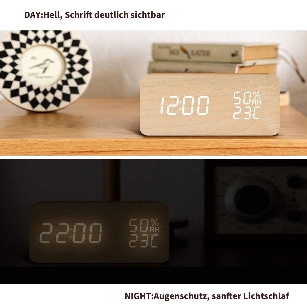 Bothergu Wecker Mit Temperatur Feuchtigkeit Voice Control