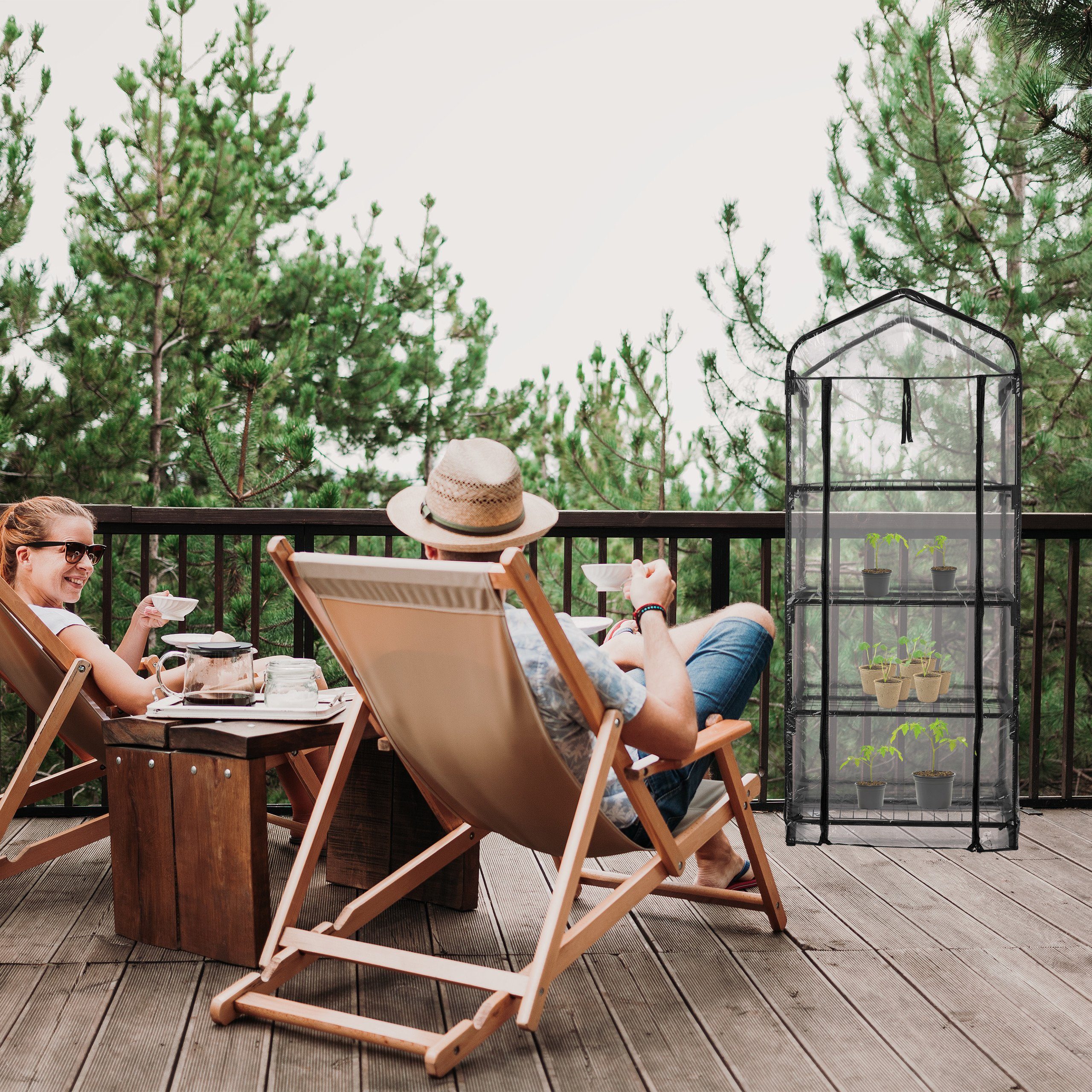 relaxdays Foliengewächshaus Gewächshaus für Balkon mit PVC-Folie