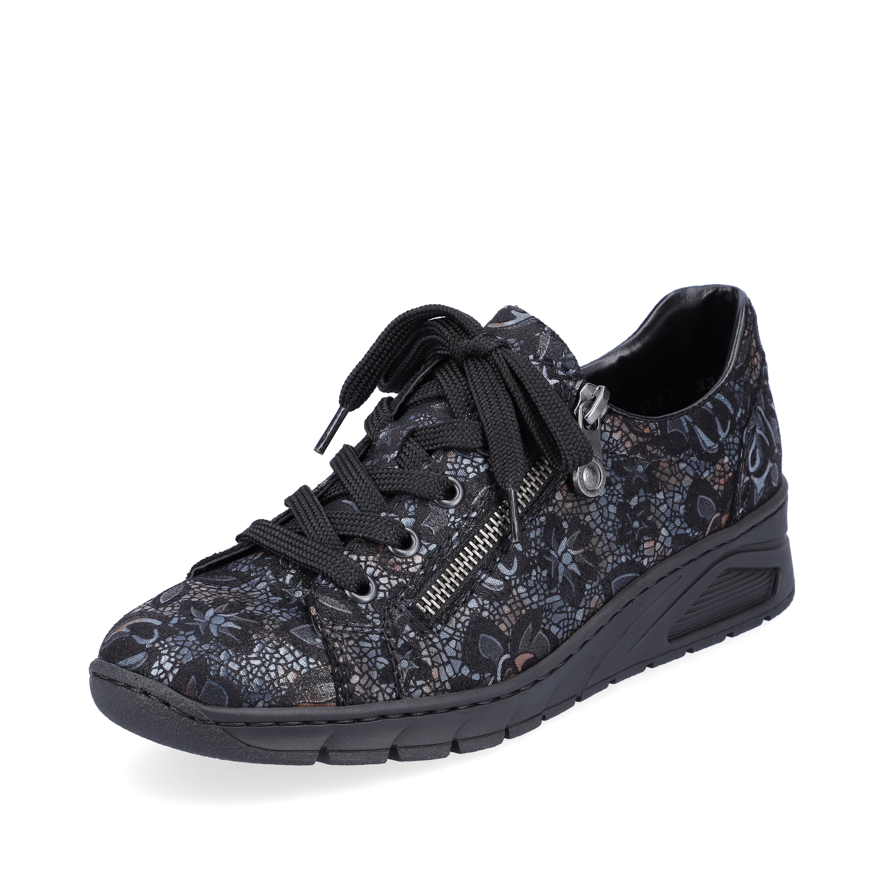 Rieker Damen Schnürschuhe schwarz-metallic