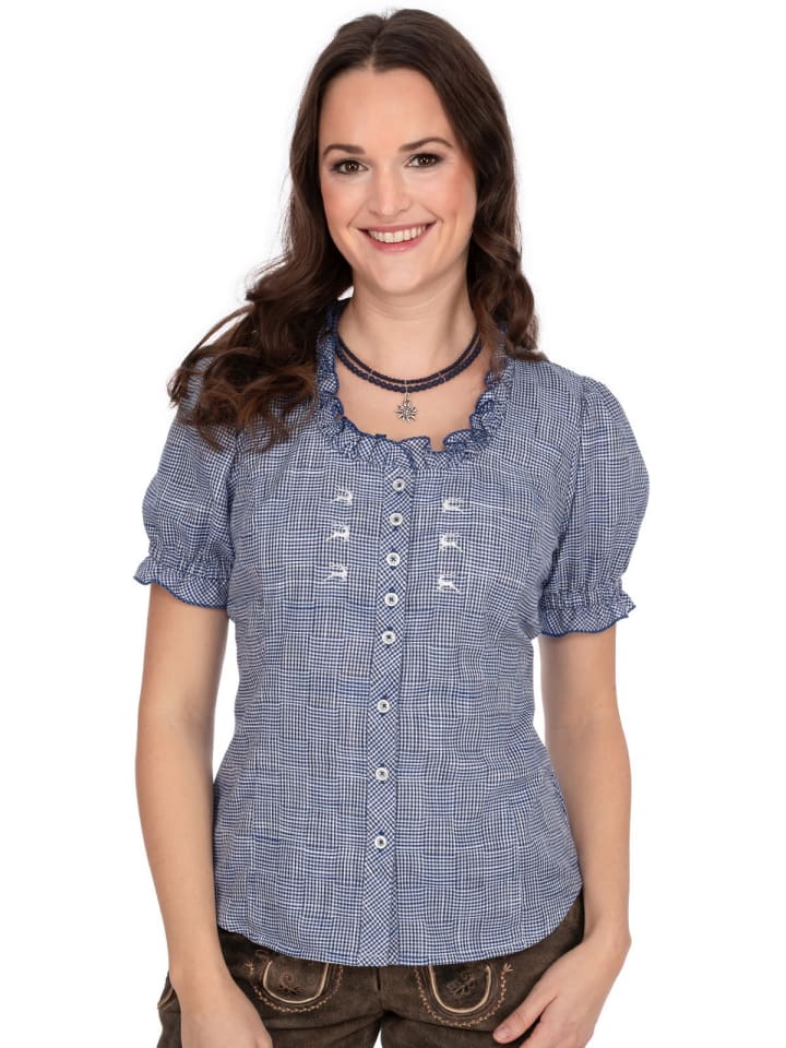 OS-Trachten Bluse 451000-3515 in jeansblau günstig kaufen