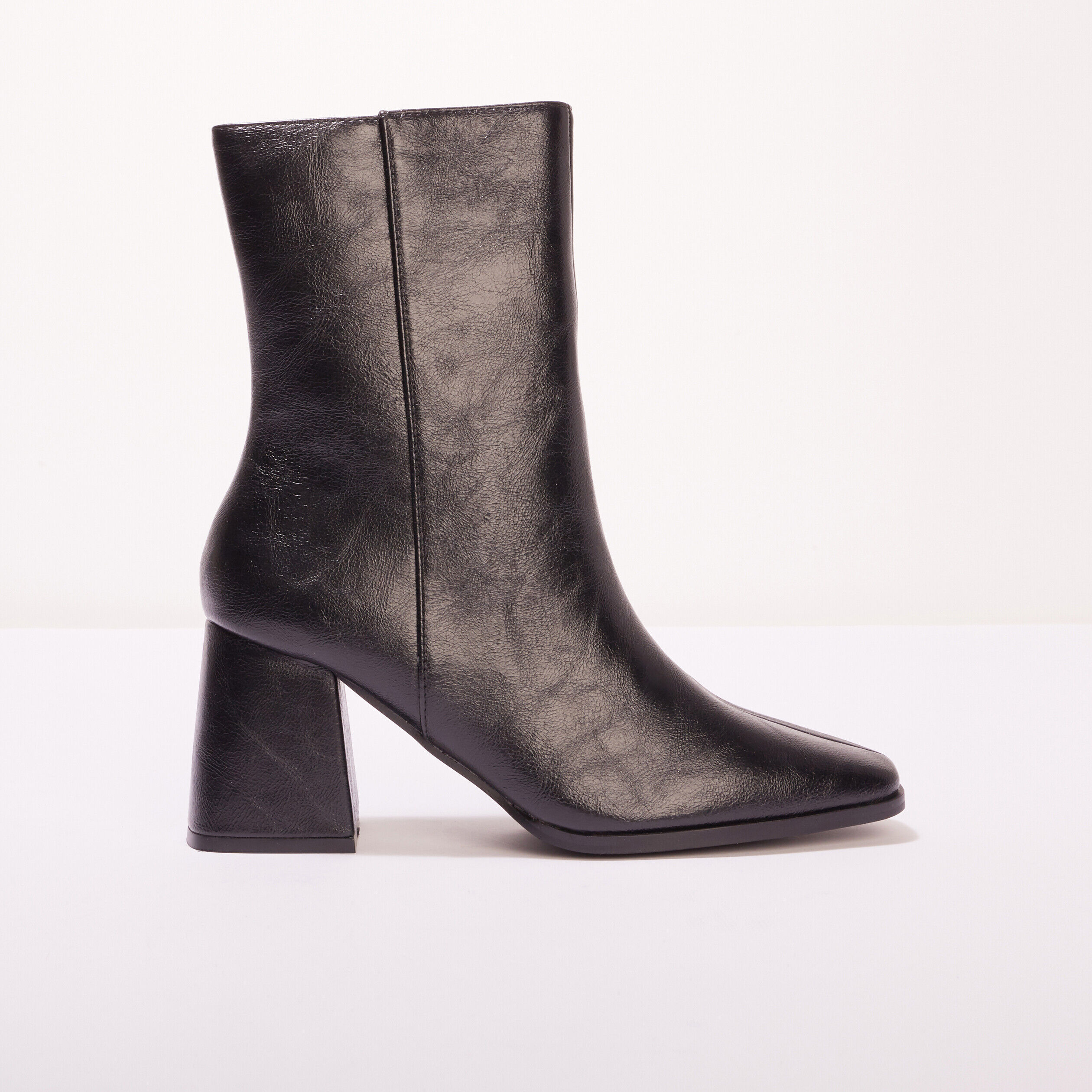 Bottines à talons bout carré noir femme | Cache Cache