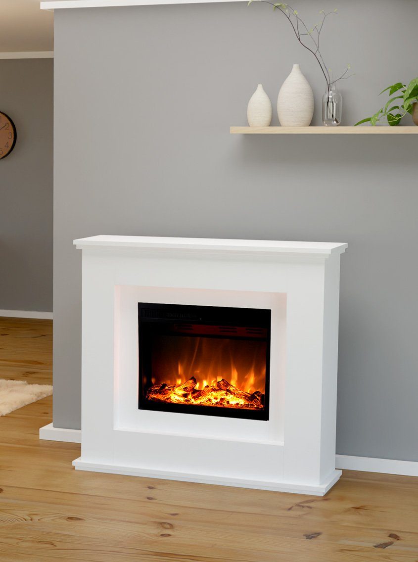GLOW FIRE Elektrokamin EUROPA LED Kamin mit Heizung, Standkamin, Elektrischer Kamin mit 3-fach Farbwechsler und Knisterfunktion
