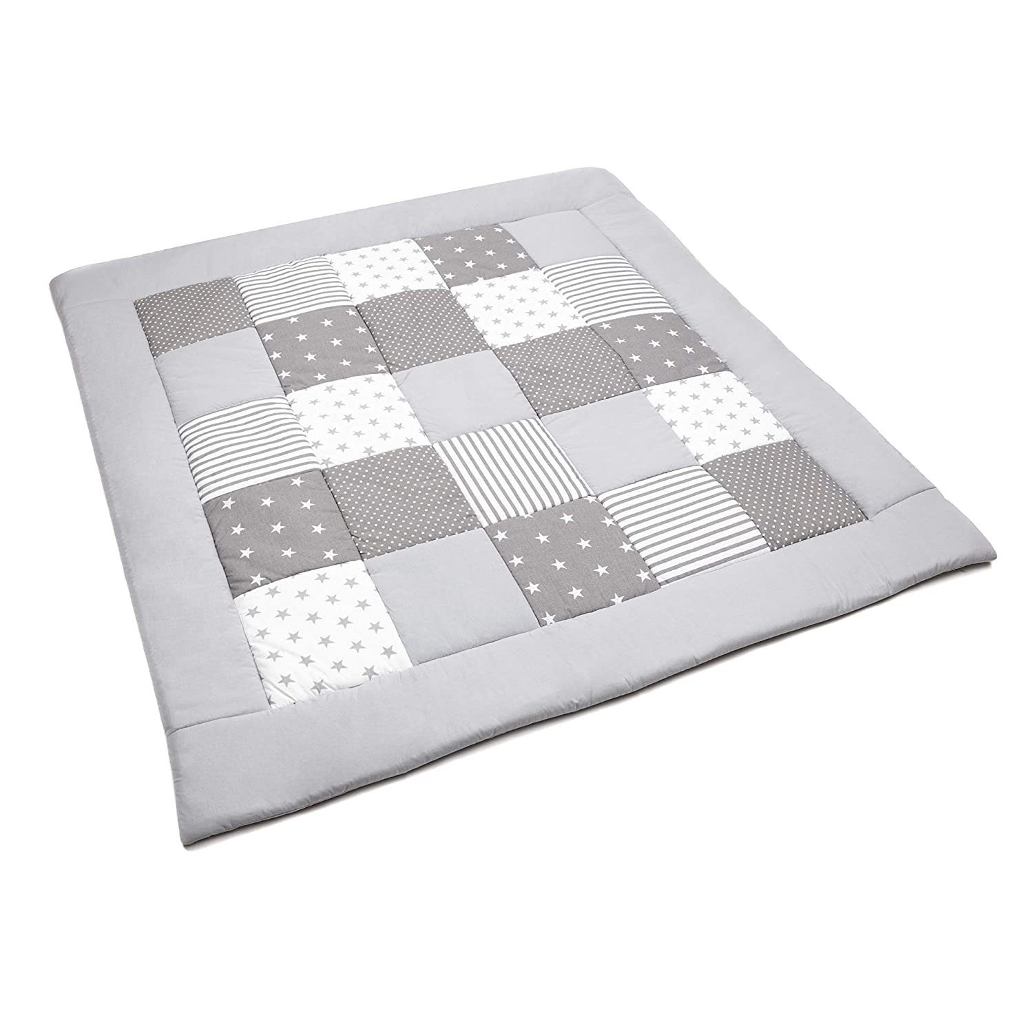 Krabbeldecke (Made in EU) Patchworkdecke, Patchwork: Spieldecke, Laufgittereinlage, Decke, Kuscheldecke, Spielmatte, Matte, Krabbelmatte, als Geschenk für Baby, Kinder, Erstausstattung M032, Amilian