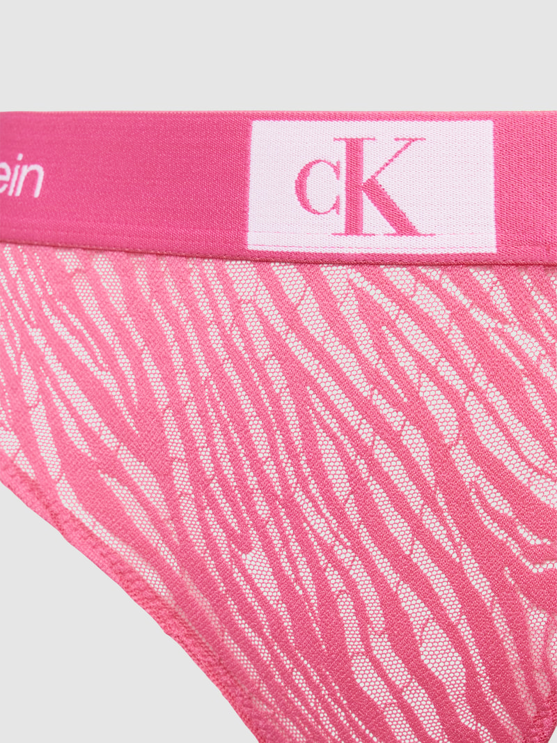 String mit Animal-Print im semitransparenten Design in rosa