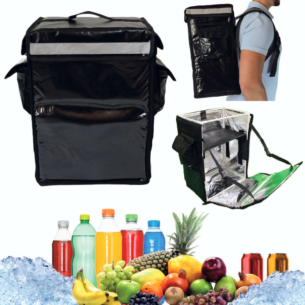 trends4cents CoolQuest isolierter Kühlrucksack 42 Liter in Schwarz Thermobox wasserdicht Picknick Rucksack Liefertasche