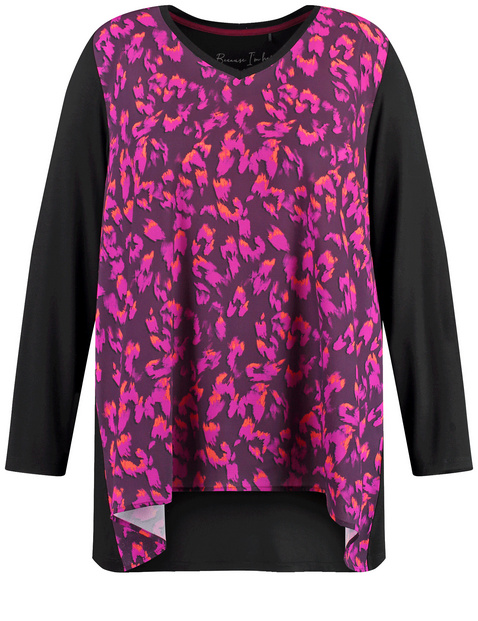 Ausgestelltes Langarmshirt mit Blusenfront