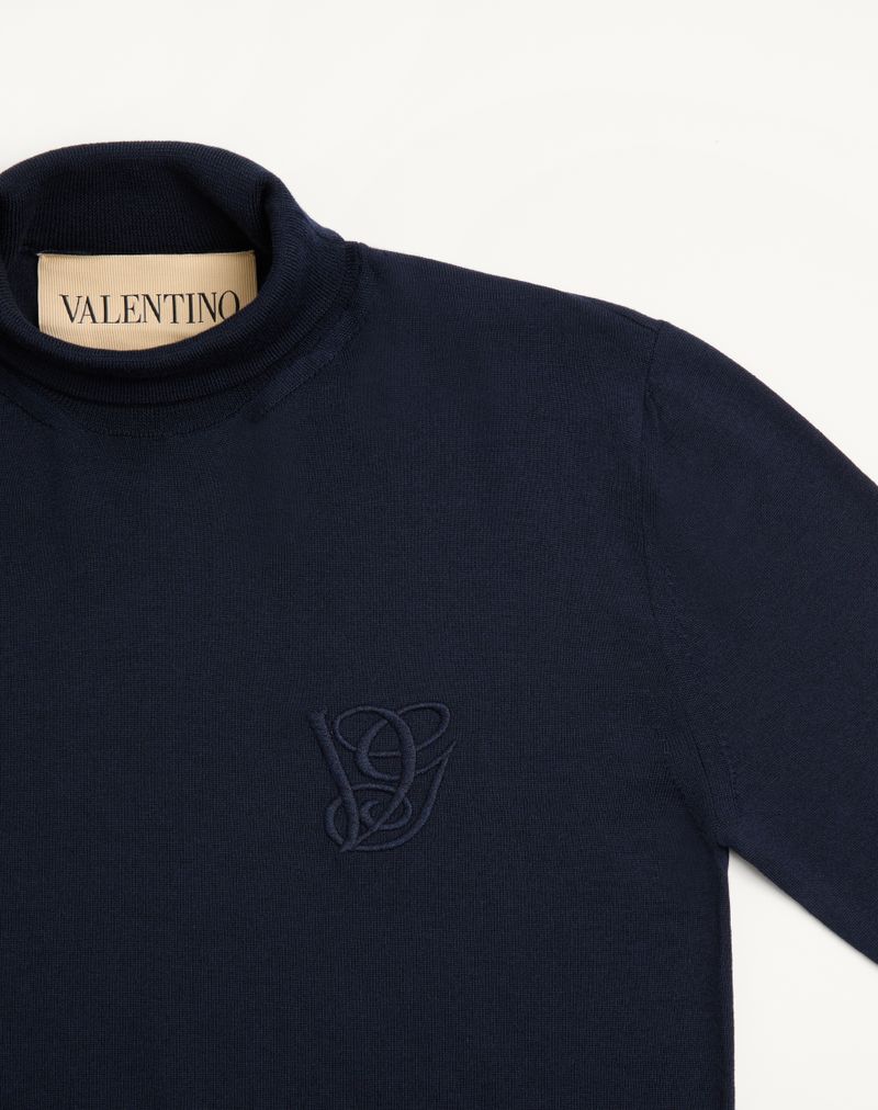 Valentino uldtrøje med rullekrave og VG-broderi