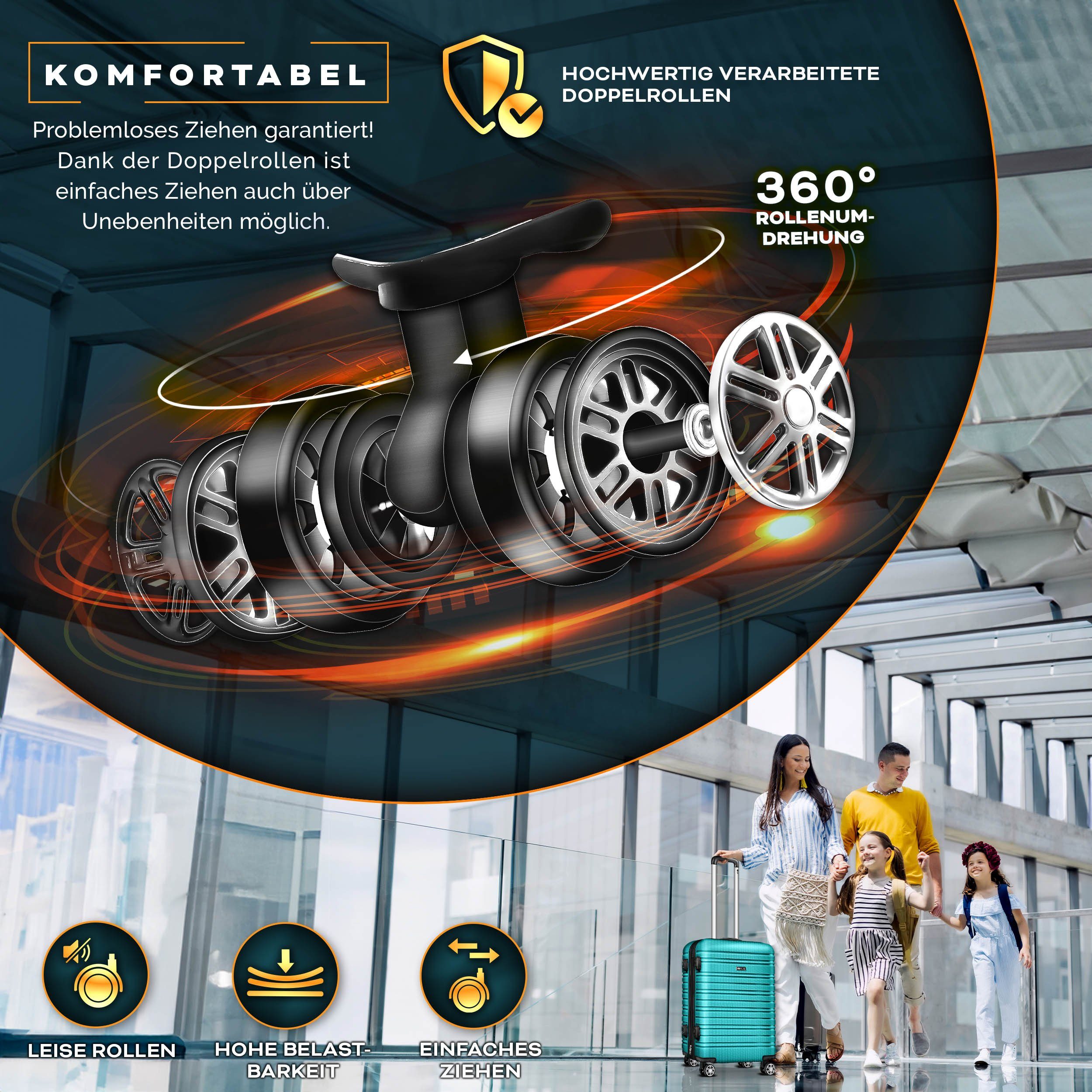 tillvex Kofferset Reisekoffer Set 4-teilig mit Gepäckwaage, Koffergurte, (und Kofferanhänger Hartschale Kofferset mit 4 Rollen, Trolley Gepäck Koffer mit TSA Schloss Rollkoffer)