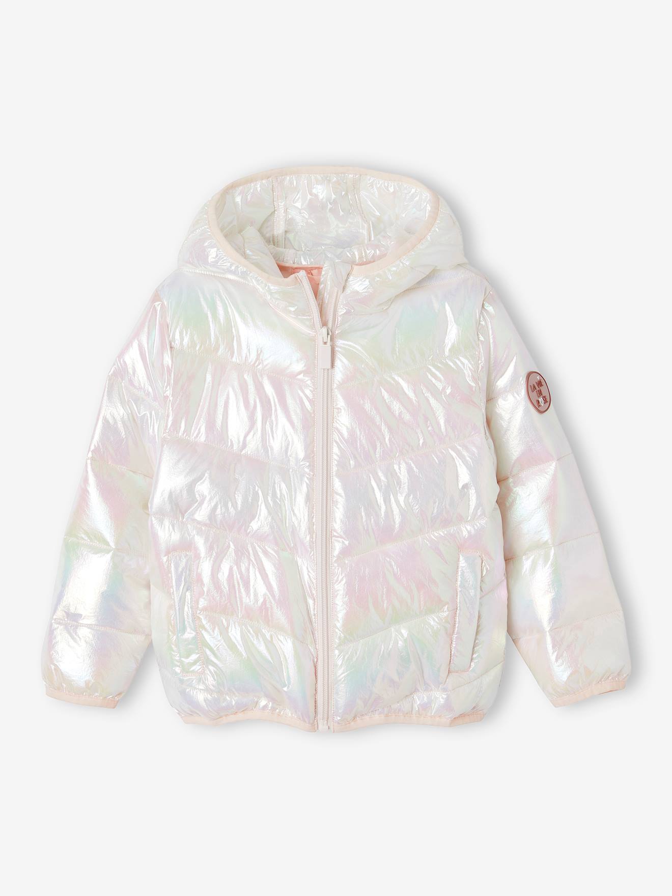 Vertbaudet Mädchen Light-Steppjacke mit Glanzeffekt - wollweiß