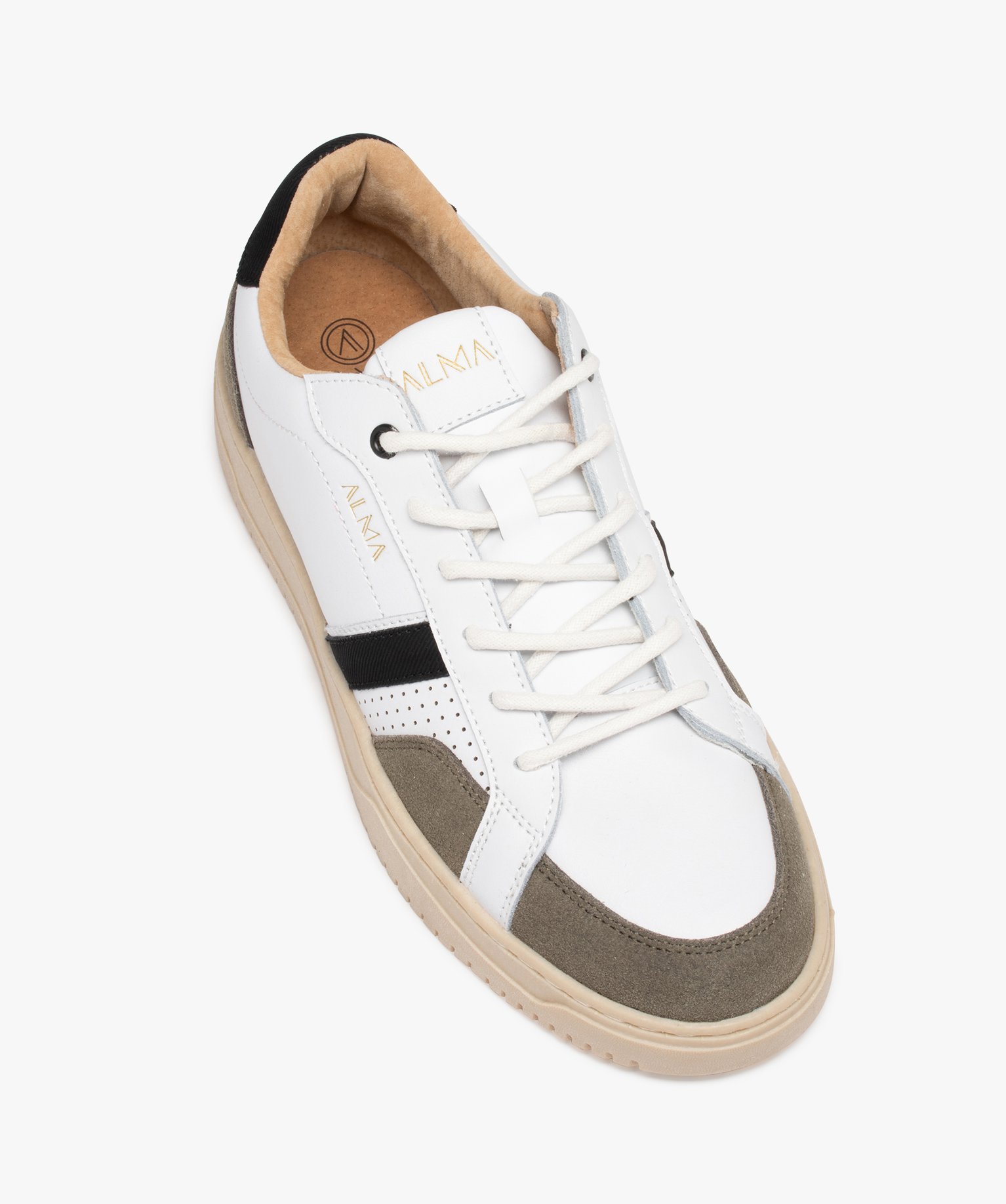 Baskets homme multicolores avec dessus en cuir - Alma Planète blanc | GEMO