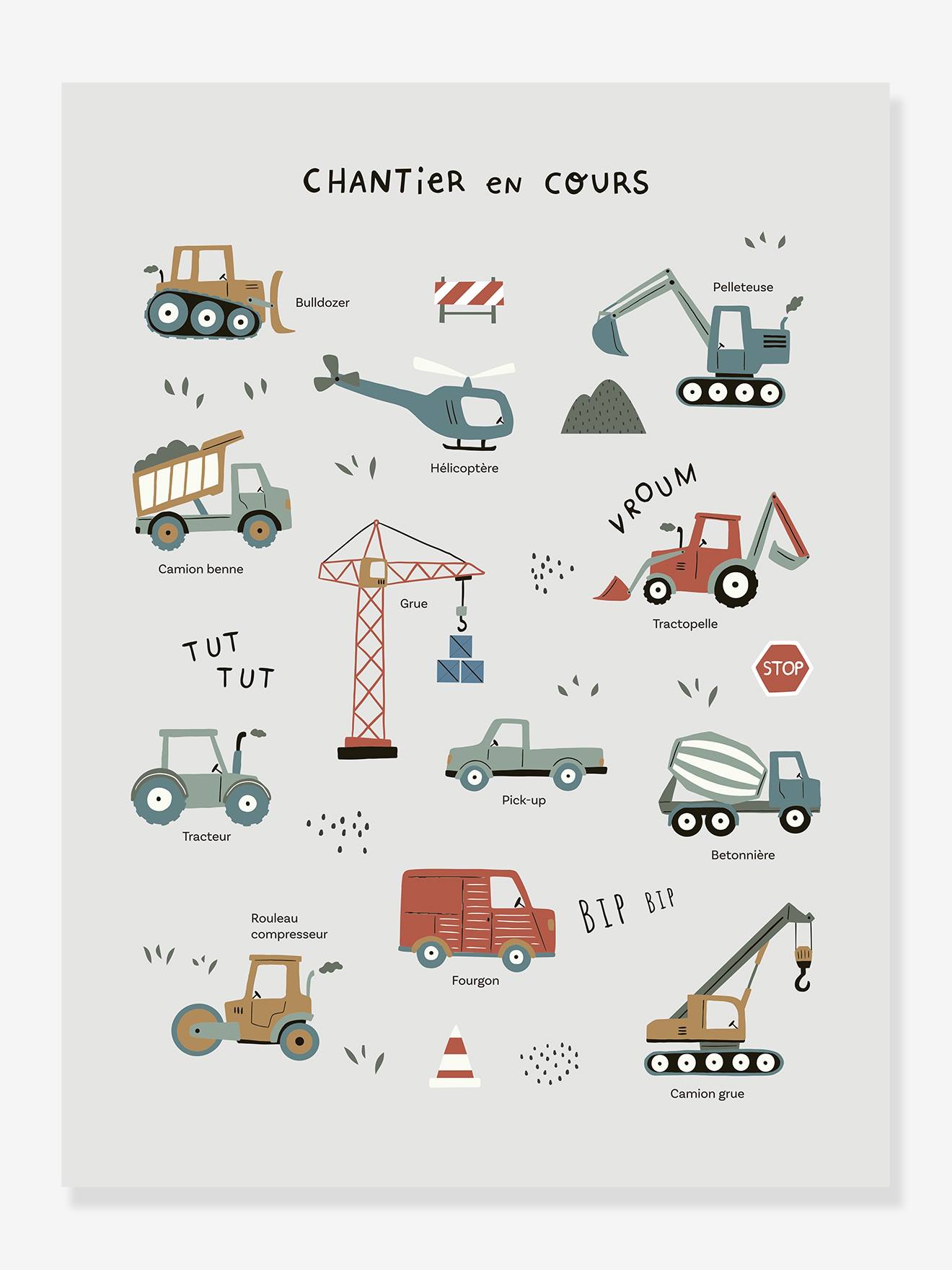 Vertbaudet Kinderzimmer Poster BAUSTELLE - wollweiß