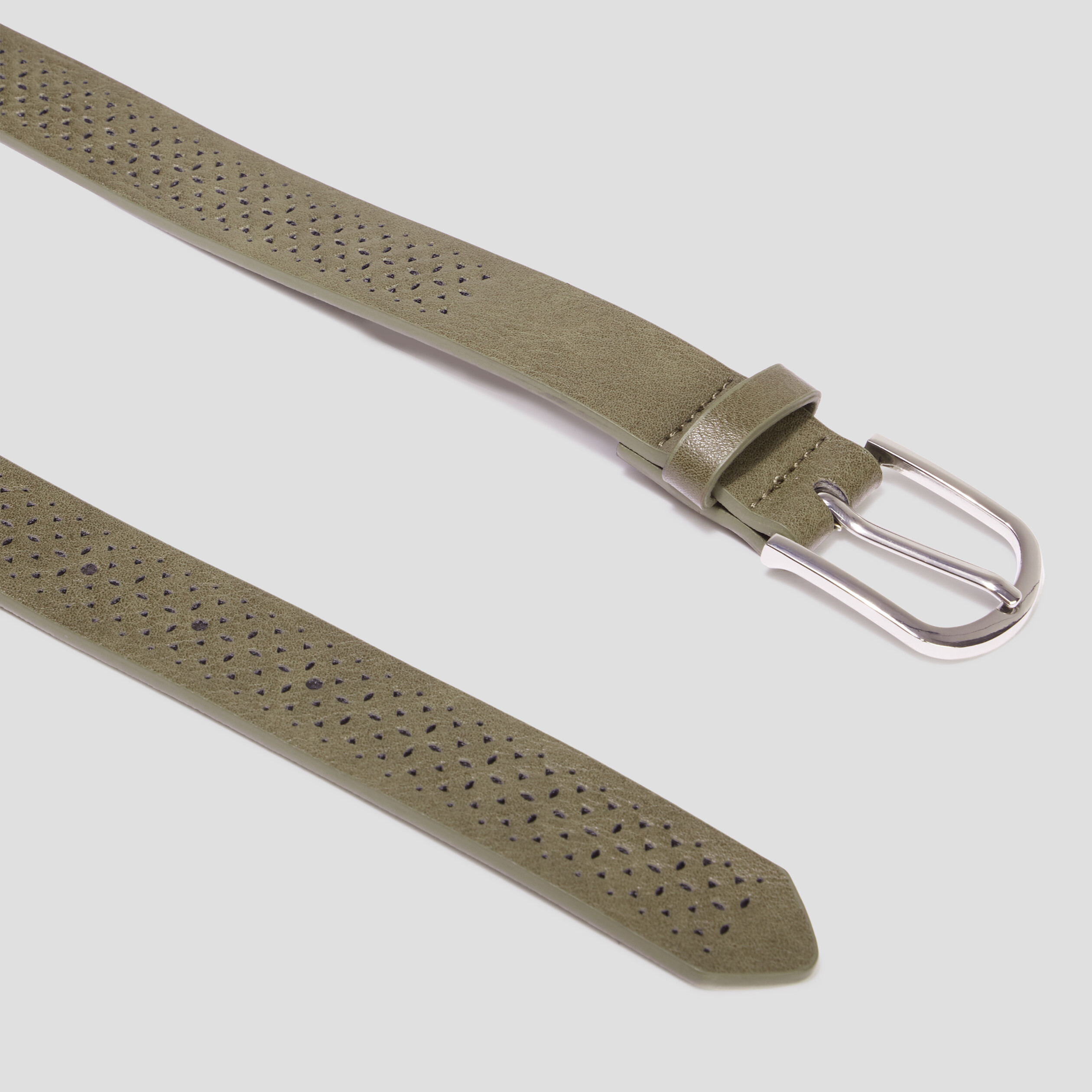 Ceinture perforée vert kaki femme | La Halle