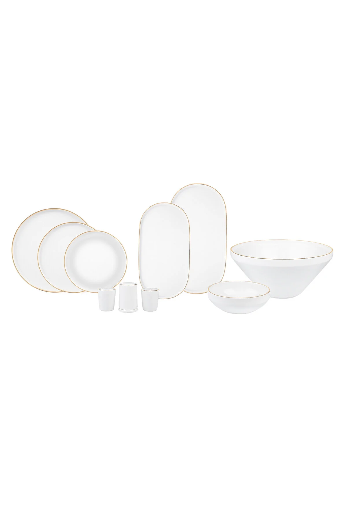 Karaca  Neu Saturn Gold 59-teiliges Streamline Porzellan Geschirrset für 12 Personen Set
