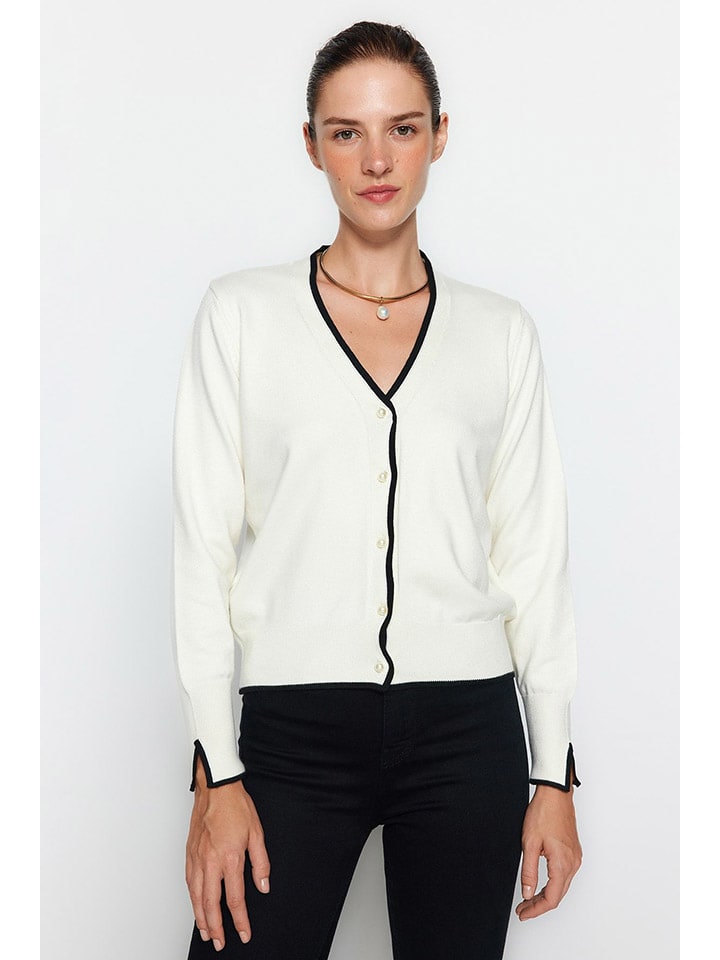 trendyol Cardigan in Creme/ Schwarz günstig kaufen