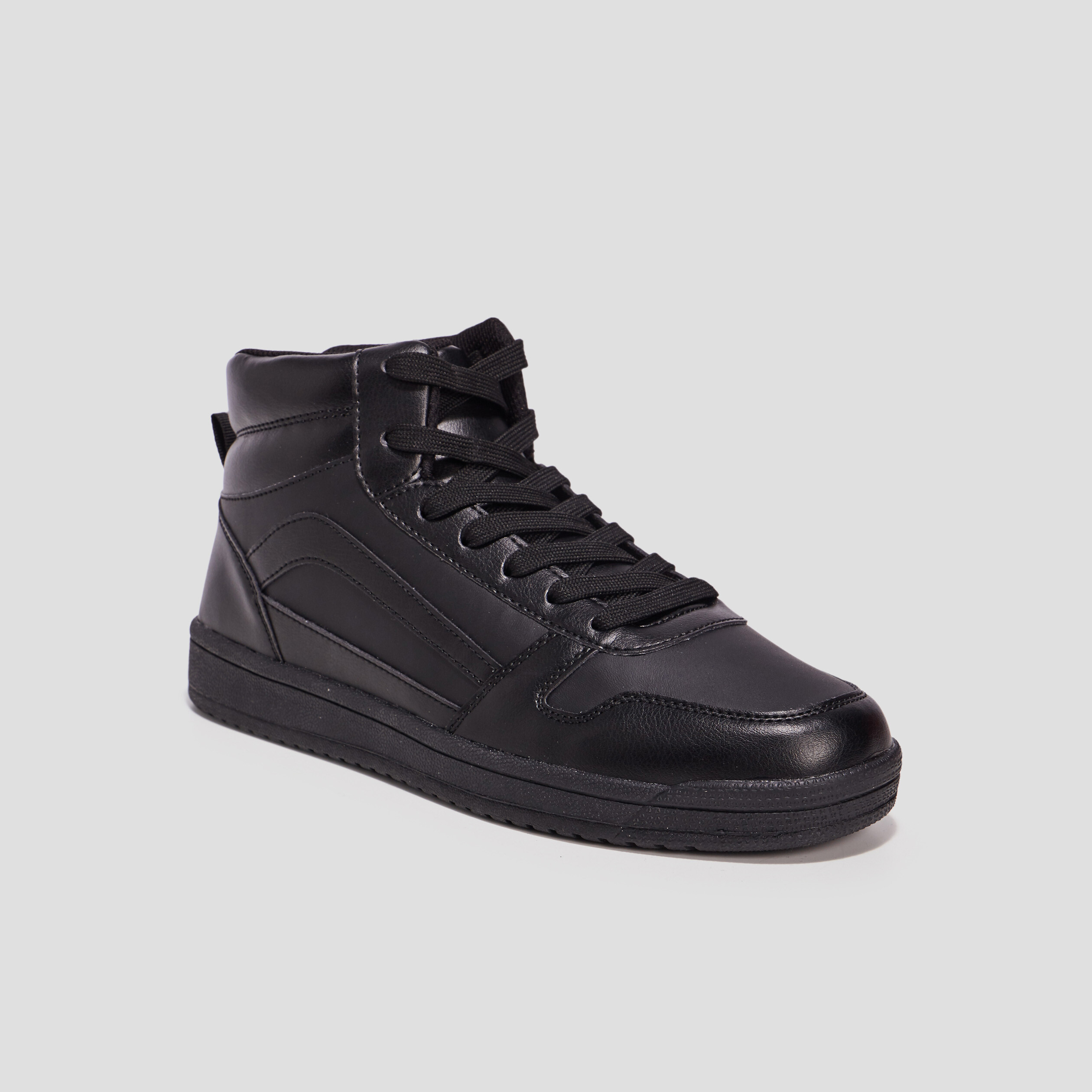 Baskets montantes à lacets noir homme | La Halle