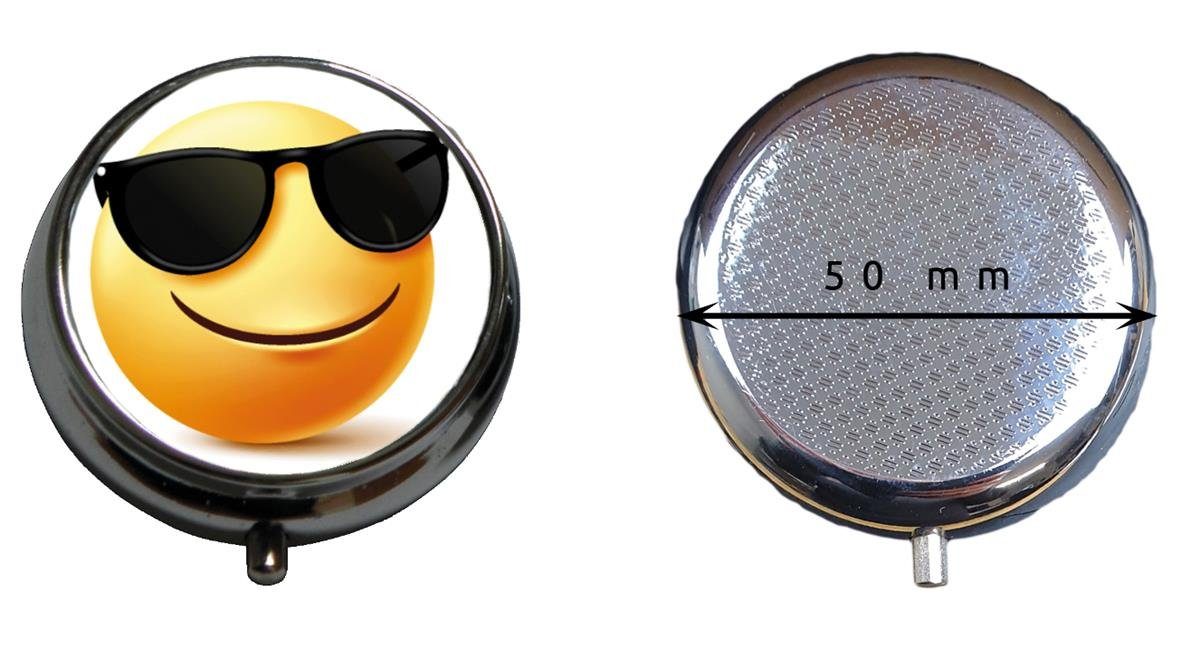 Zahndose 3er Set Pillendose Lustige Gesichter (Sonnenbrille, Lachend, Verrückt)