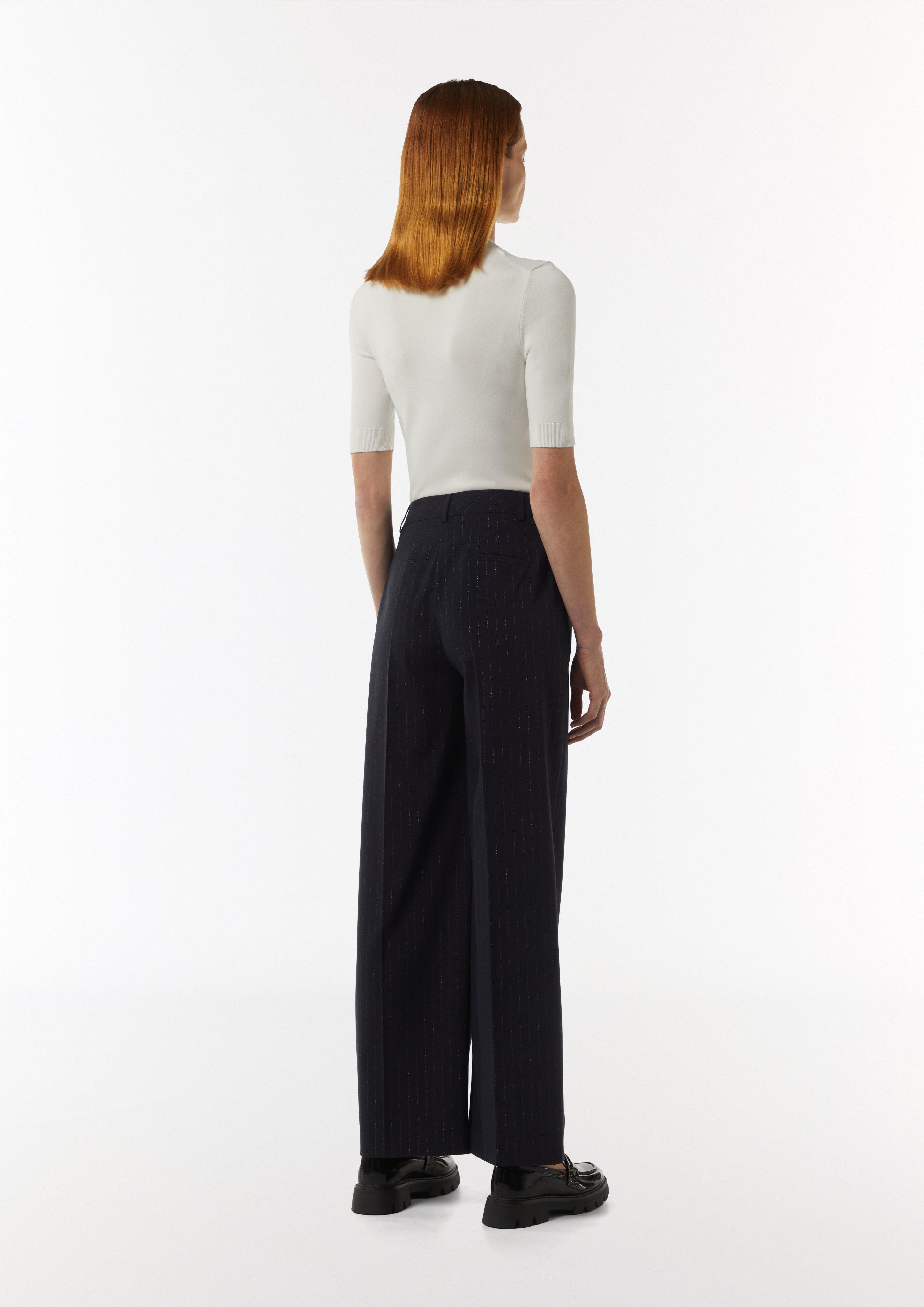 Nadelstreifen-Hose mit dezentem Lurexgarn - navy
