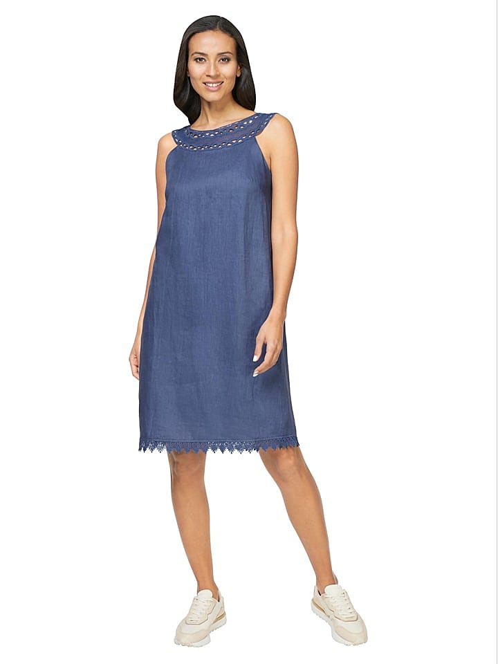 Heine Leinen-Kleid in Blau günstig kaufen 36