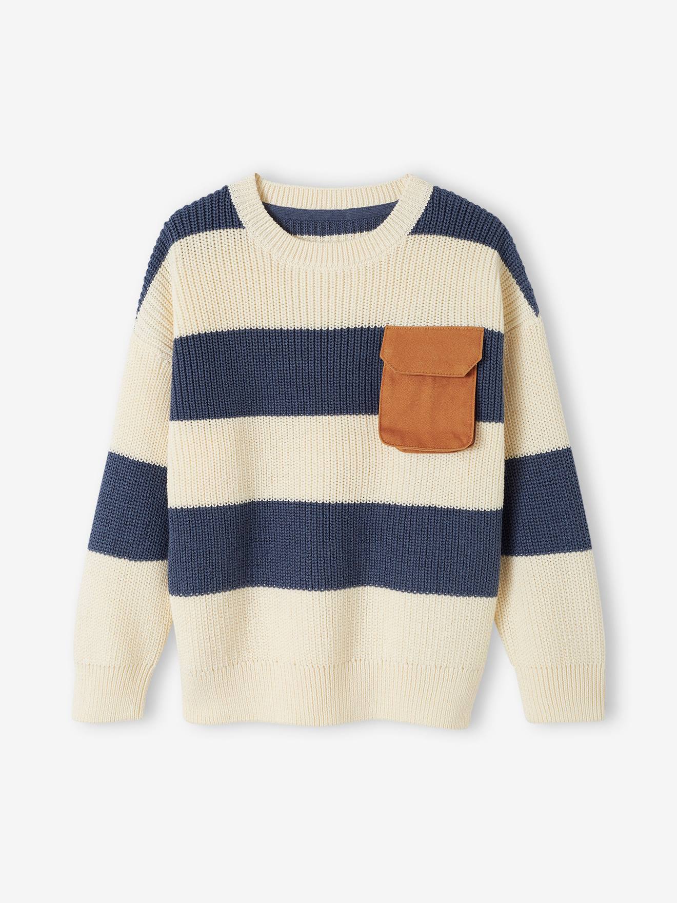 Vertbaudet Jungen Pullover mit breiten Streifen - marine gestreift