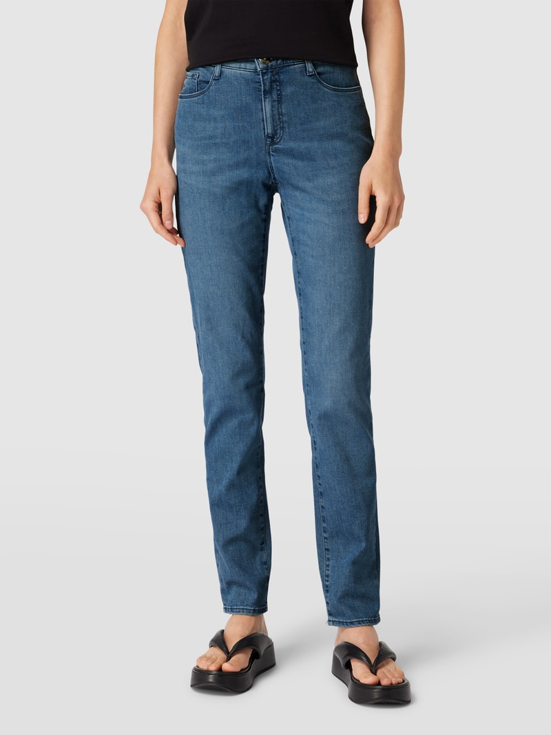 Jeans mit Label-Patch Modell 'Mary' in blau