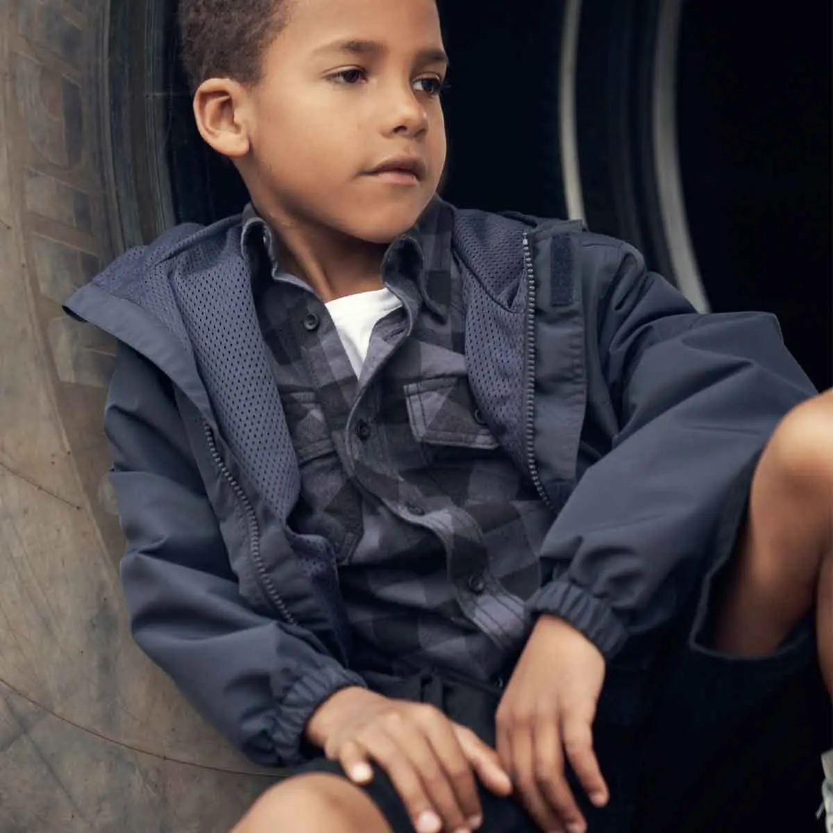 Kinder Sommer Windbreaker Frontzip navy
