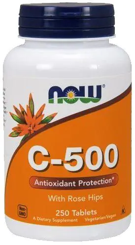 Now Foods Βιταμίνη C-500 με Αγριοτριανταφυλλιά, Συμπλήρωμα Διατροφής Βιταμίνης C, Δισκία