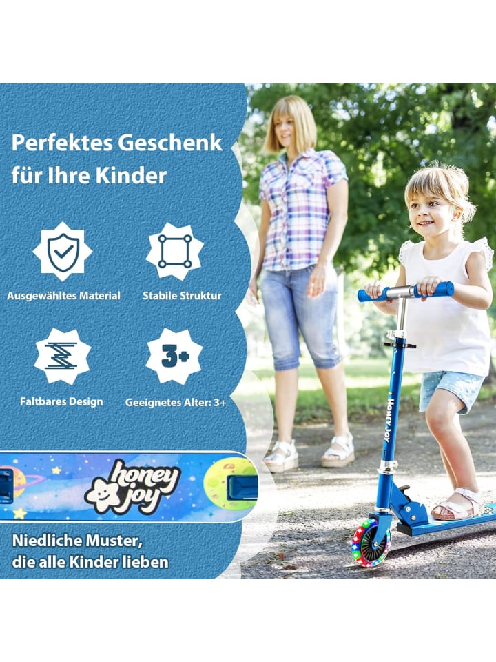 COSTWAY Scooter mit LED-Räder ab 3 Jahren in Blau günstig kaufen 66 cm