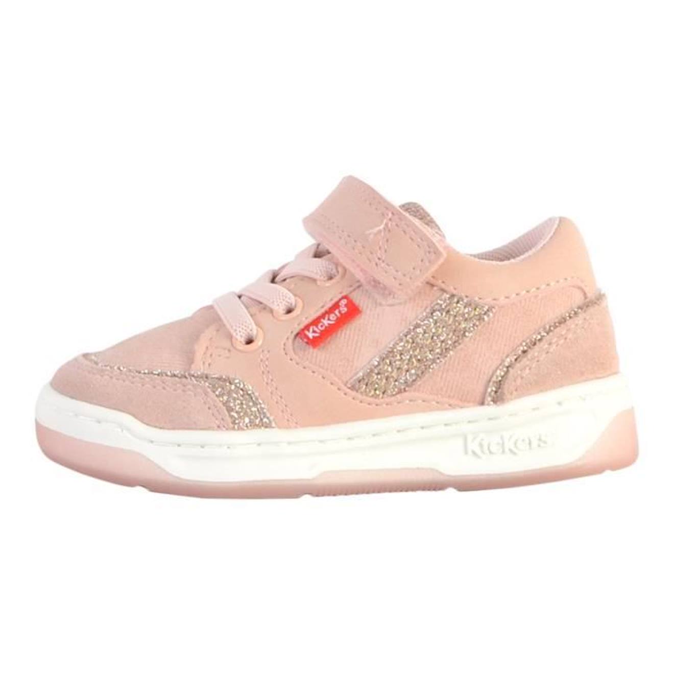 Basket Cuir Enfant Kickers Kouic rose