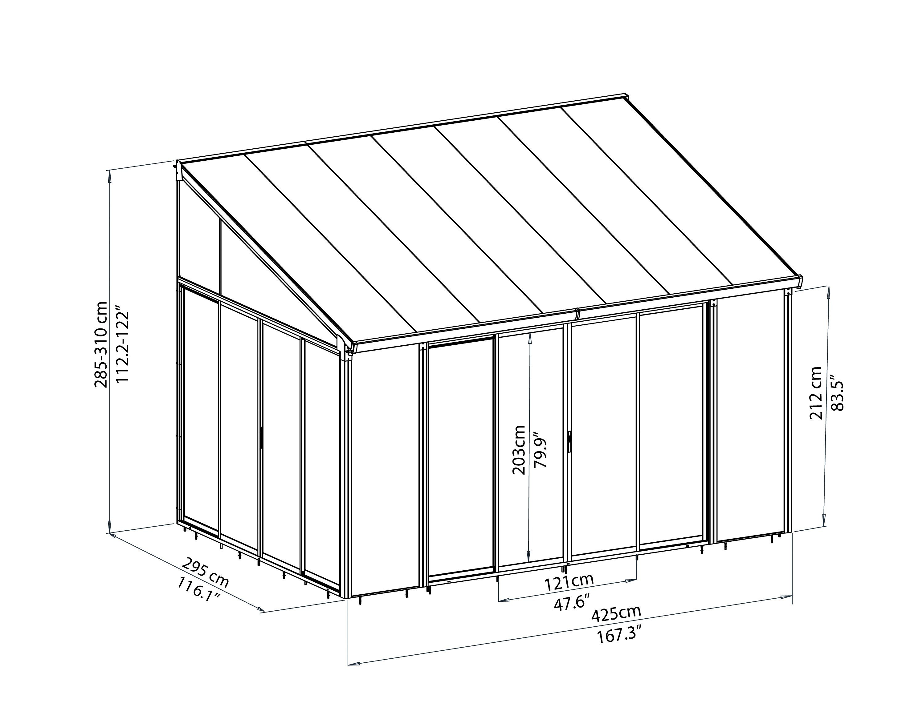Palram - Canopia Wintergarten San Remo 3x4.2, BxT: 425x295 cm, Bedachung Doppelstegplatten, BxT: 425x295 cm