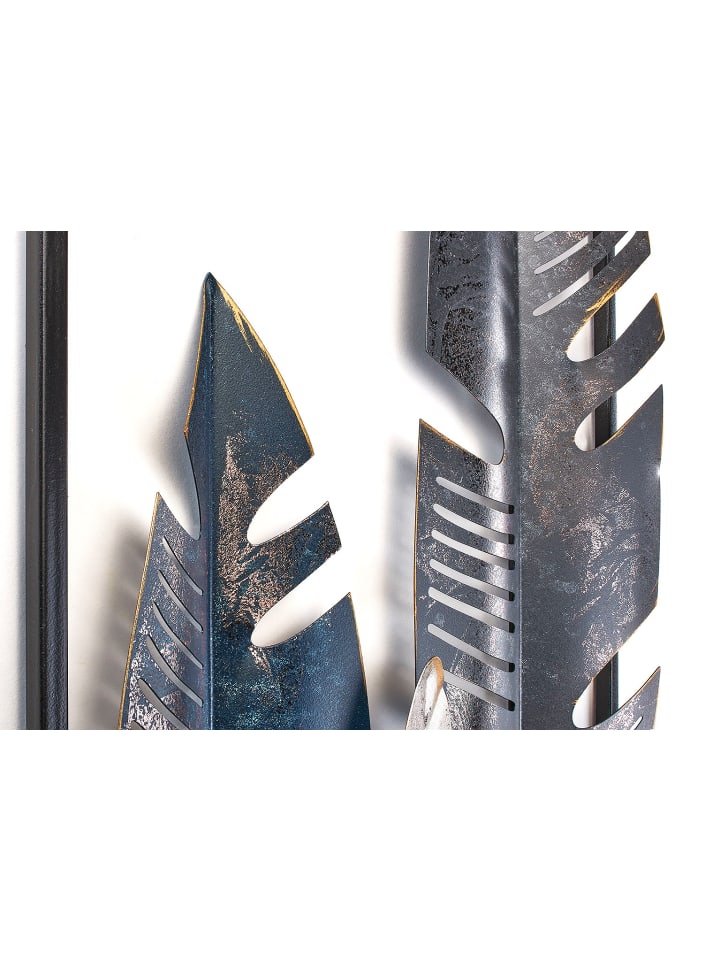 kobolo Metallbild LEAFS in Grau günstig kaufen onesize