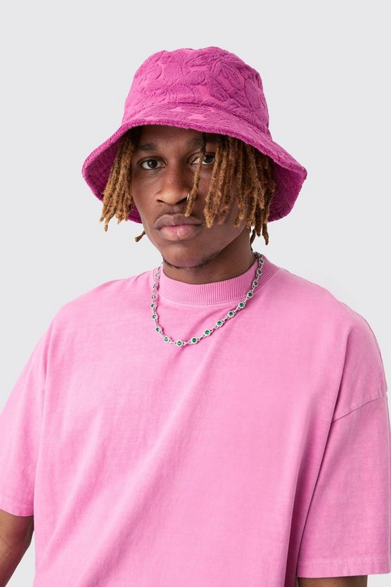Pinker Frottee-Anglerhut