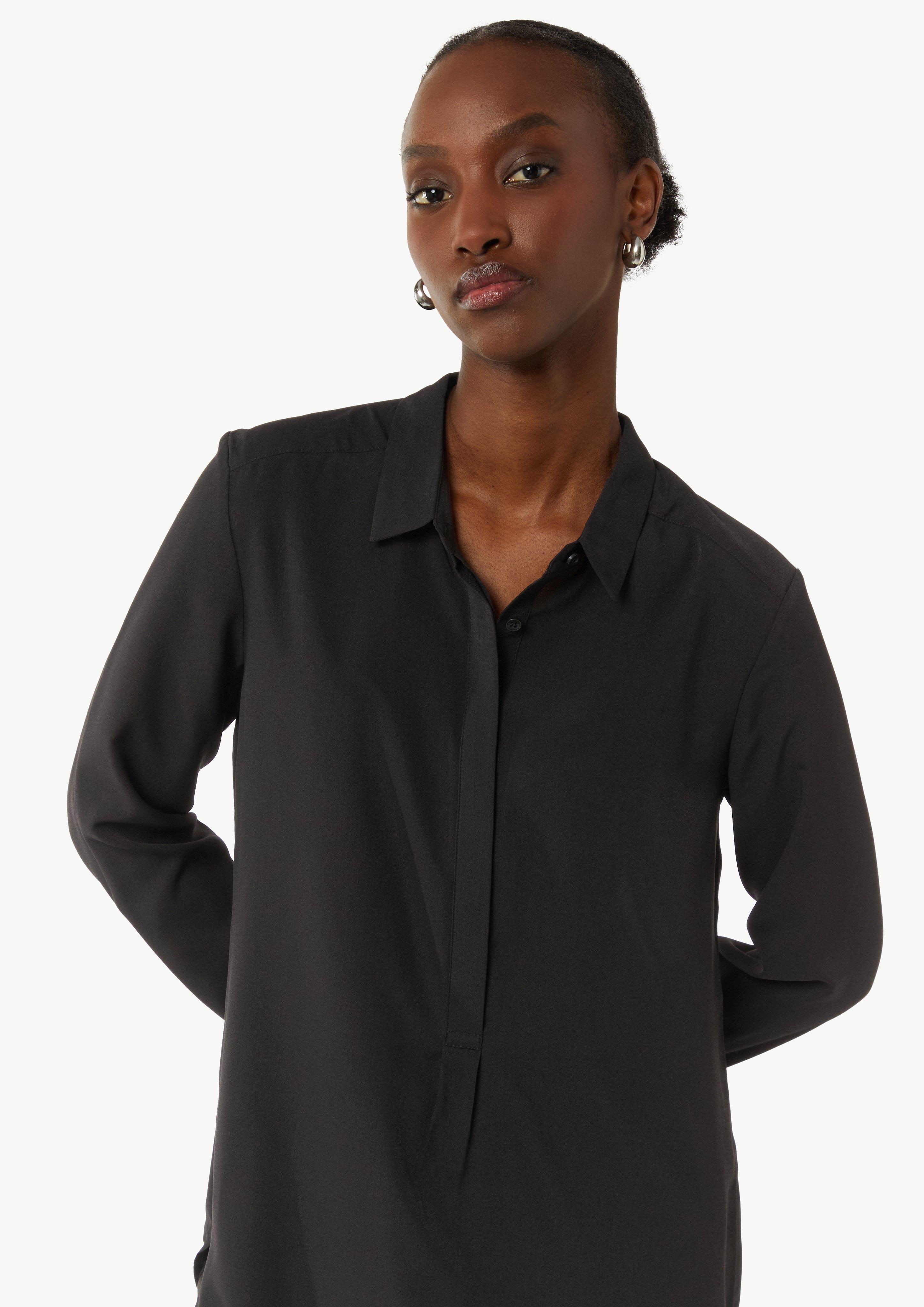 Weich fließende Longbluse aus Chiffon - schwarz