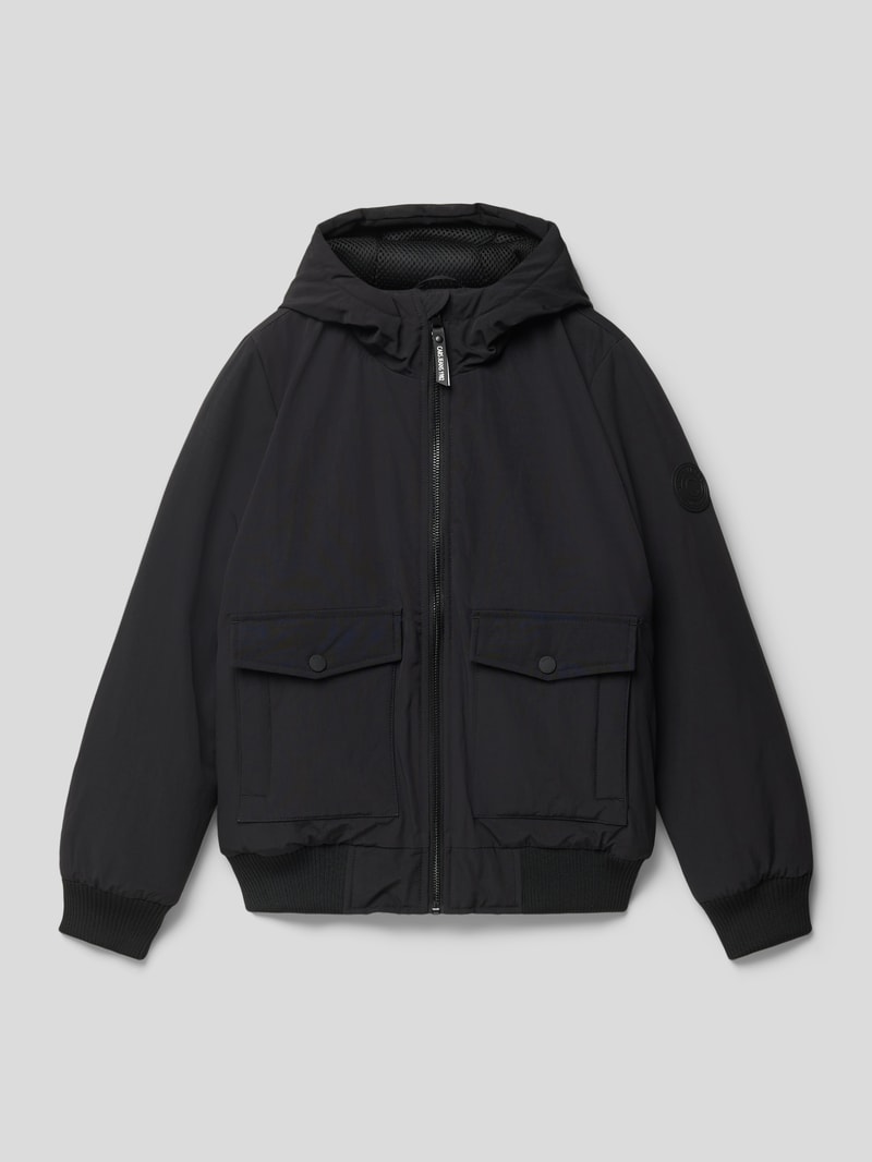 Jacke mit Label-Patch Modell 'Fryan' in schwarz